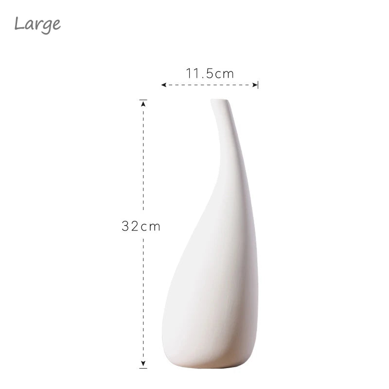White Ceramic Matte Vase – Minimalist Home Decor for Dried Flowers & Centerpieces