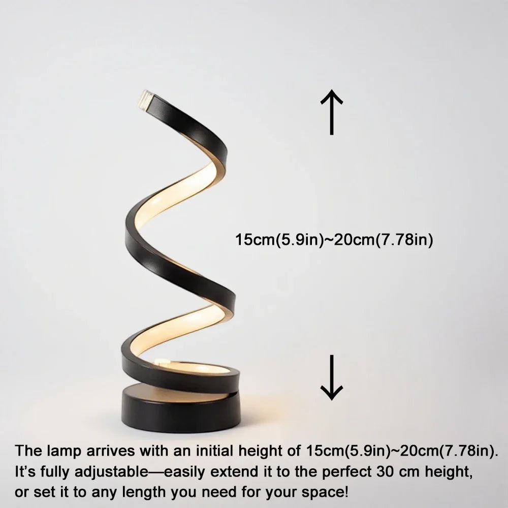 LED Spiral Dimmable Table Lamp | Adjustable Bedside & Desk Light