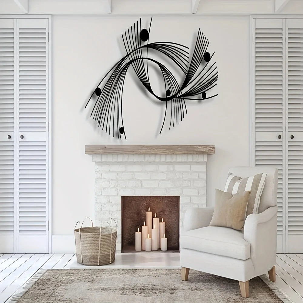Modern Abstract Geometric Metal Wall Art – Minimalist Linear Design