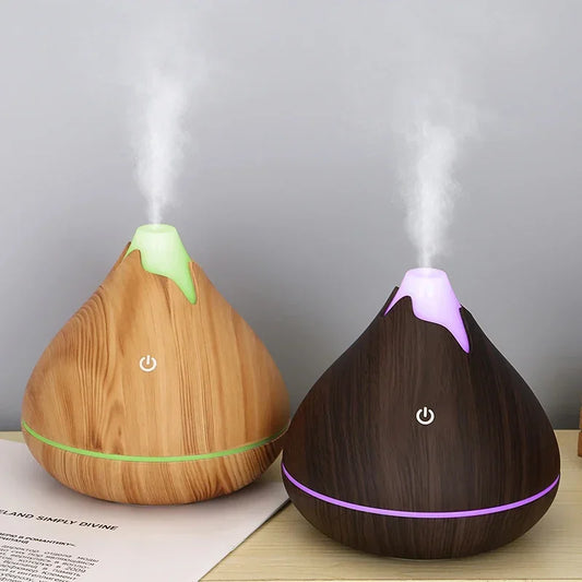 350ml Aromatherapy Diffuser – Wood Grain, Remote Control & 7-Color LED
