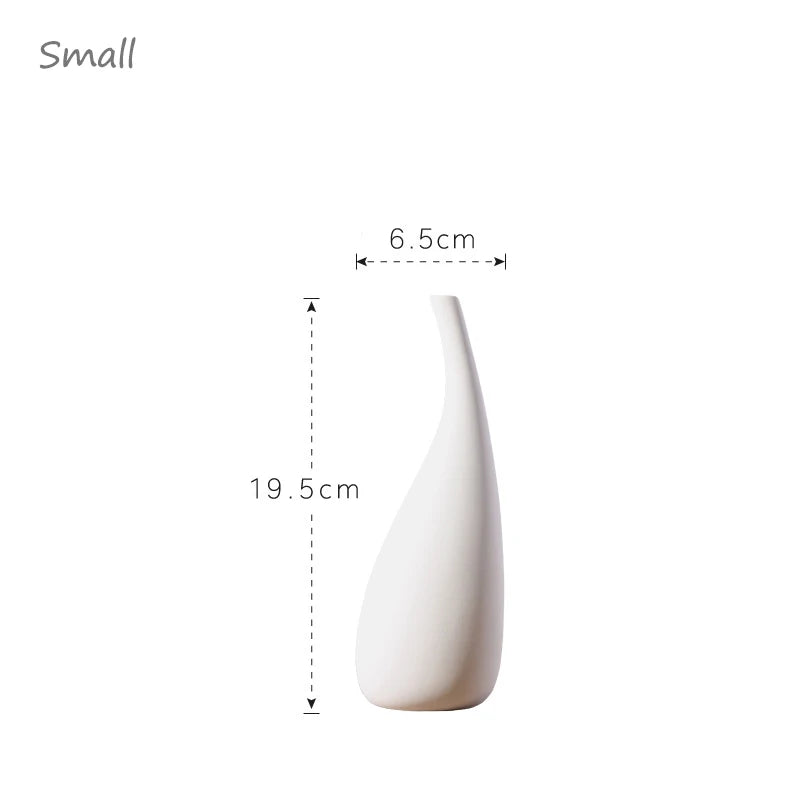 White Ceramic Matte Vase – Minimalist Home Decor for Dried Flowers & Centerpieces