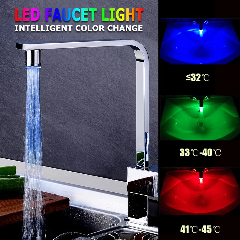 LED Faucet Light – Temperature-Sensitive Color Changing Nozzle for Bathroom & Kitchen