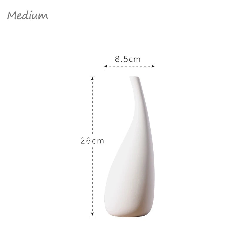 White Ceramic Matte Vase – Minimalist Home Decor for Dried Flowers & Centerpieces