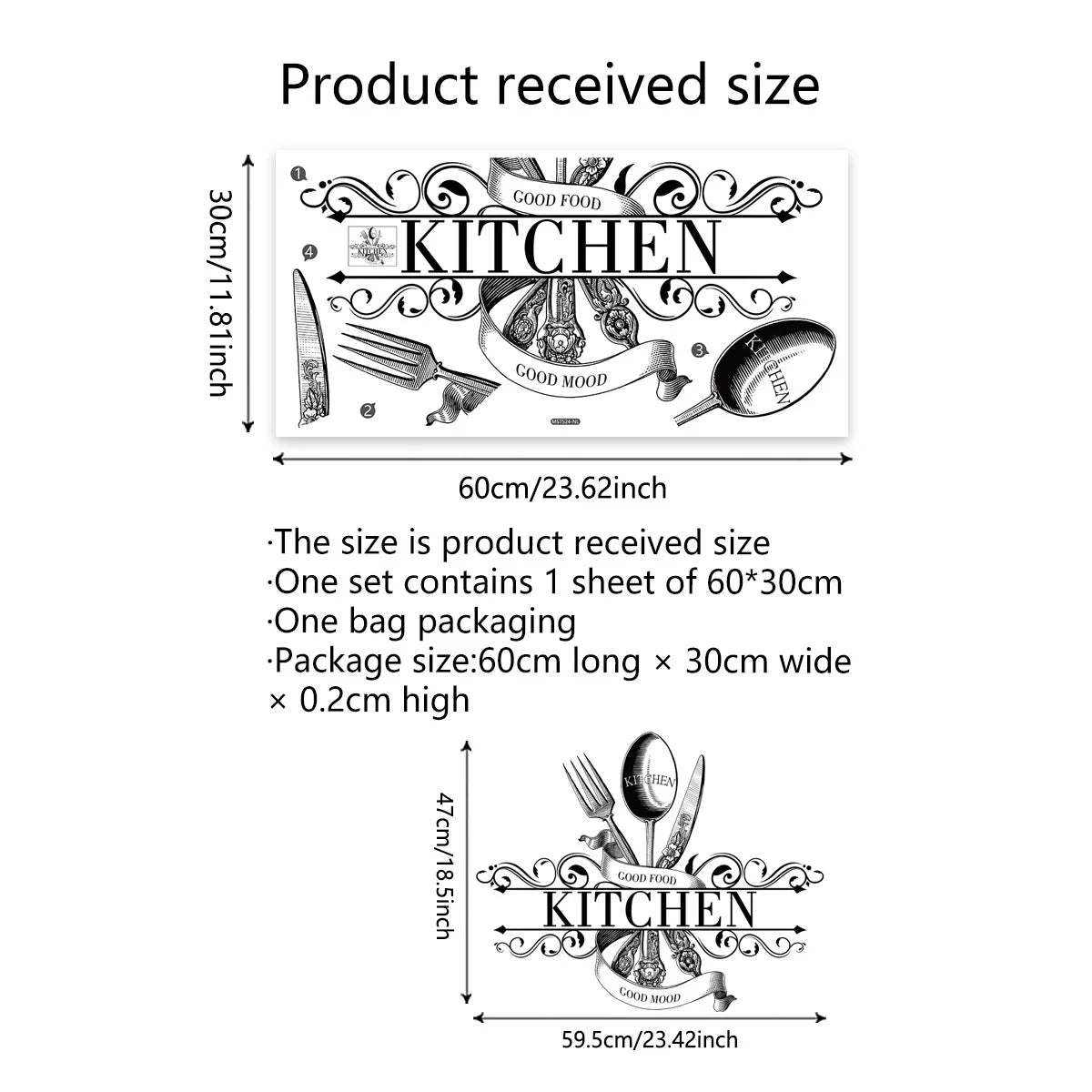 "Good Food" Kitchen Wall Decal – Self-Adhesive Removable PVC Sticker with Knife & Fork Design