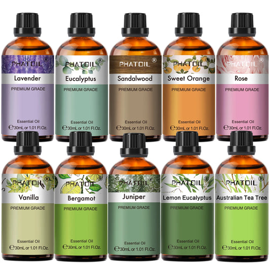 30ml Pure Essential Oil – 38 Fragrances, Aromatherapy & Diffuser (PHATOIL)