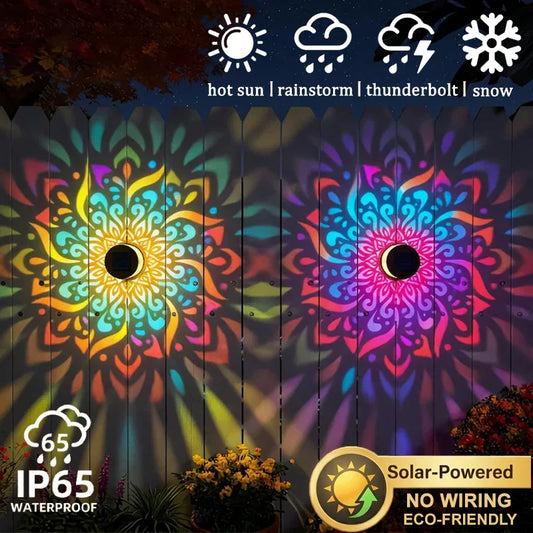 Solar Mandala Wall Lamp | Outdoor LED Waterproof Fence & Garden Light