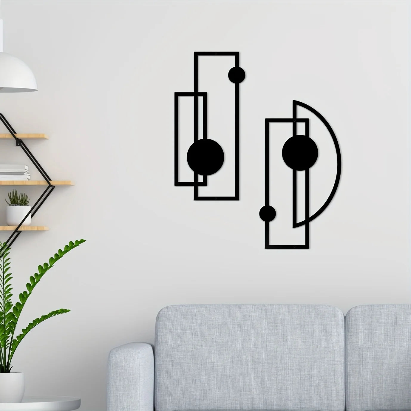 Metal Wall Sculptures Set of 2 – Abstract Hollow Vertical Wall Art