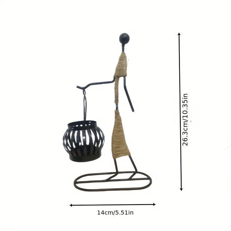 Nordic Metal Abstract Figure Candle Holder – Handmade Home Decor