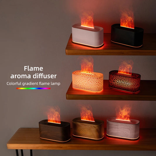 Flame Effect Aromatherapy Diffuser – Cool Mist, Silent, 7 Finishes
