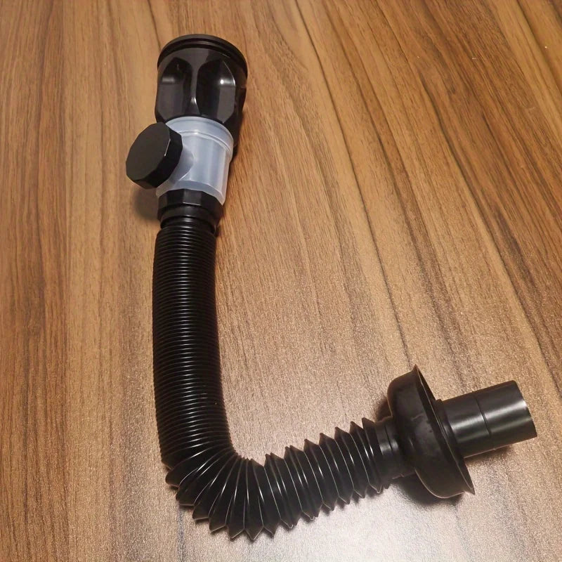 Black Bounce Drain – Universal Bathroom Sink Drain Assembly with Horizontal & Vertical Pipe