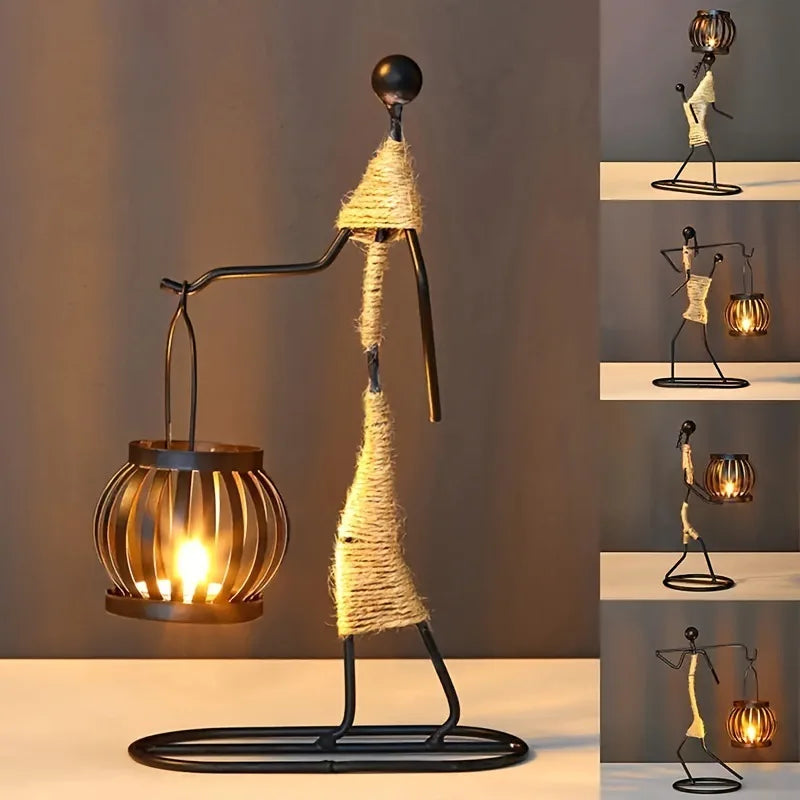 Nordic Metal Abstract Figure Candle Holder – Handmade Home Decor