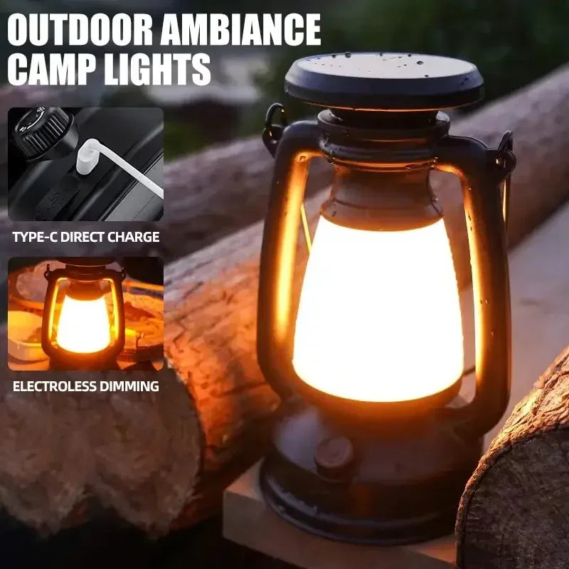 Retro Rechargeable Lantern – LED Portable Camping & Home Decor Light