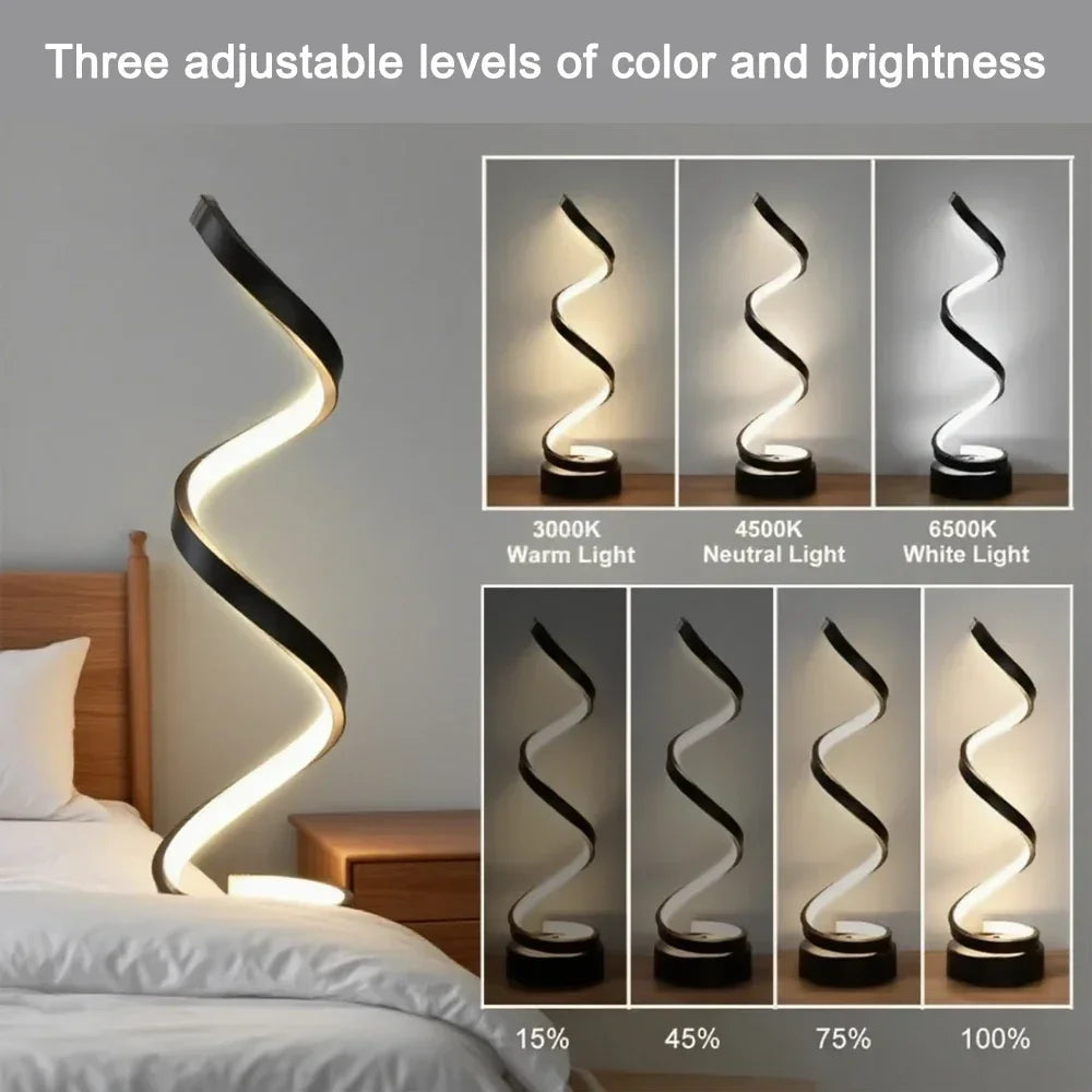 LED Spiral Dimmable Table Lamp | Adjustable Bedside & Desk Light