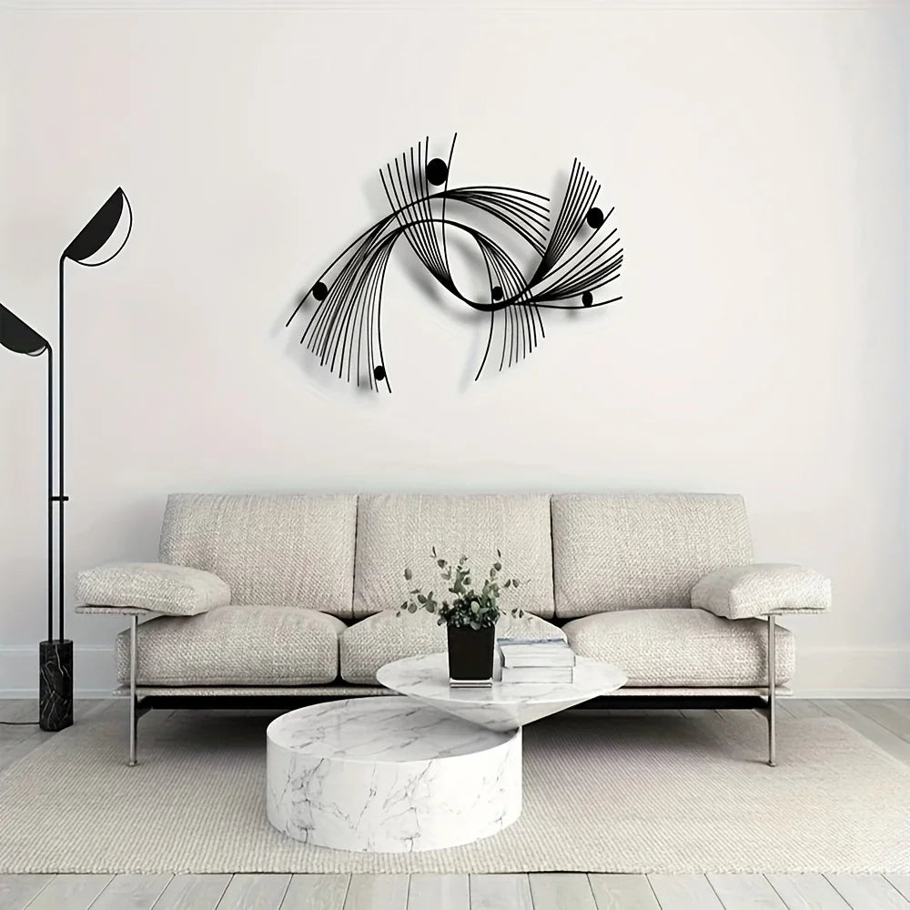 Modern Abstract Geometric Metal Wall Art – Minimalist Linear Design