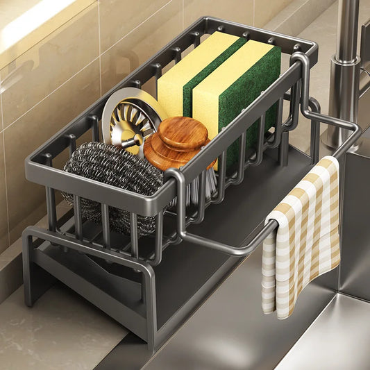 Kitchen Spice Storage Shelf – Tap-Mounted Sink Organizer with Drainage Rack