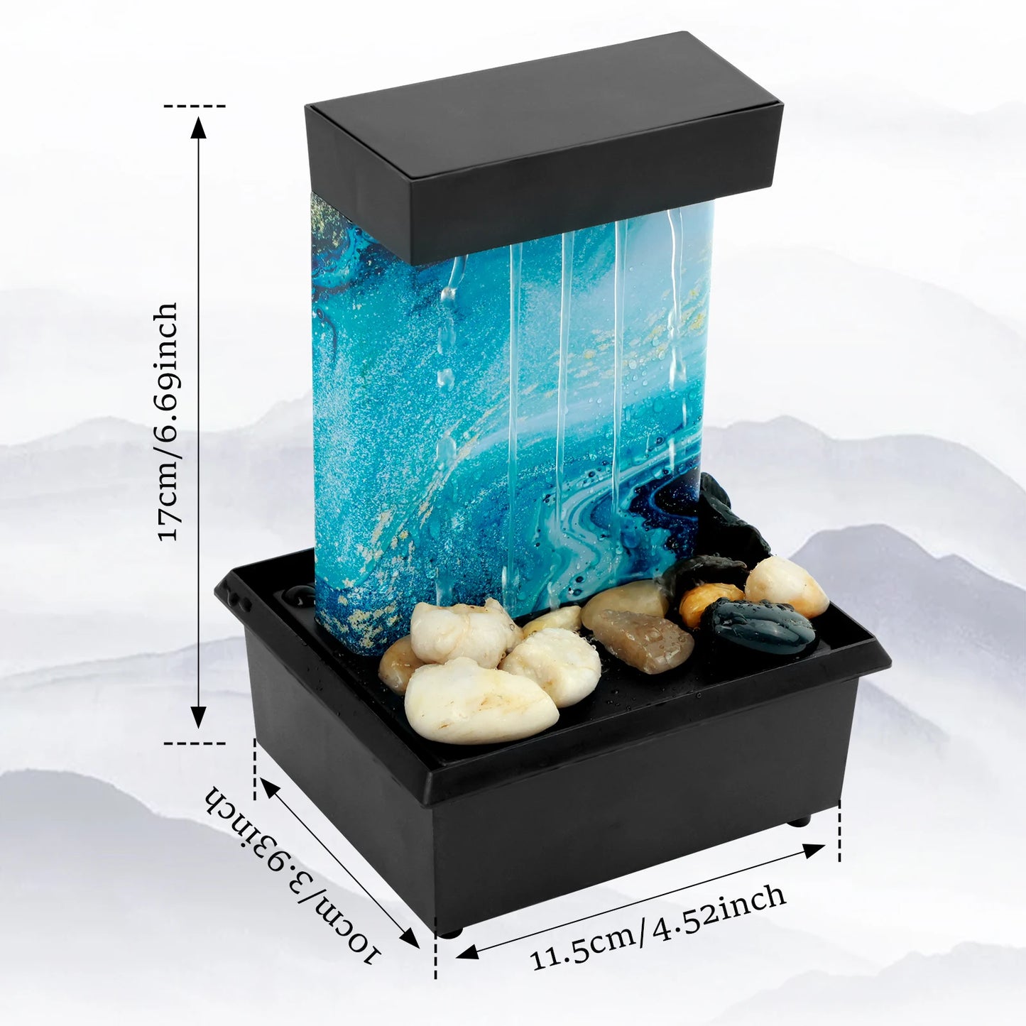 Tabletop Waterfall Fountain – Relaxing Desktop Decor with Soft Lights