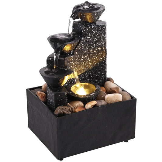 Tabletop Waterfall Fountain – Relaxing Desktop Decor with Soft Lights