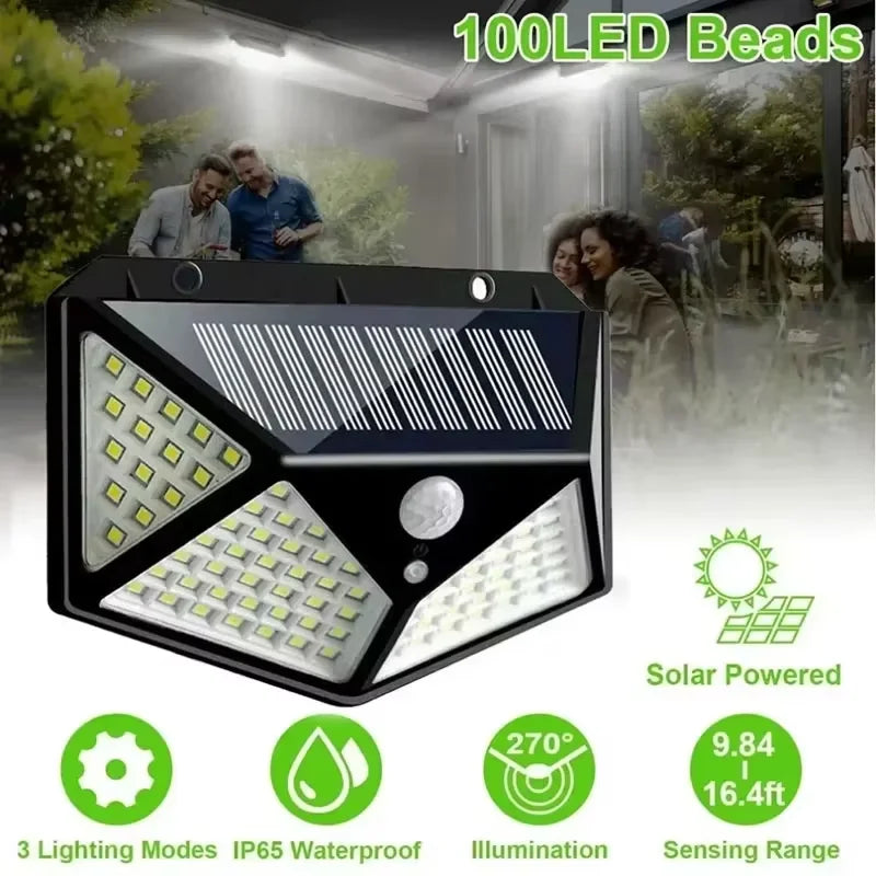 Solar Motion Sensor Light | 100 LED Outdoor Waterproof Spotlight