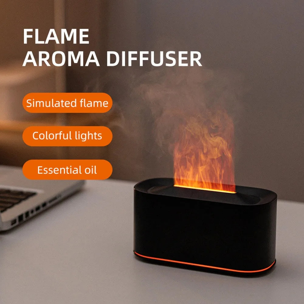 Flame Effect Aromatherapy Diffuser – Cool Mist, Silent, 7 Finishes