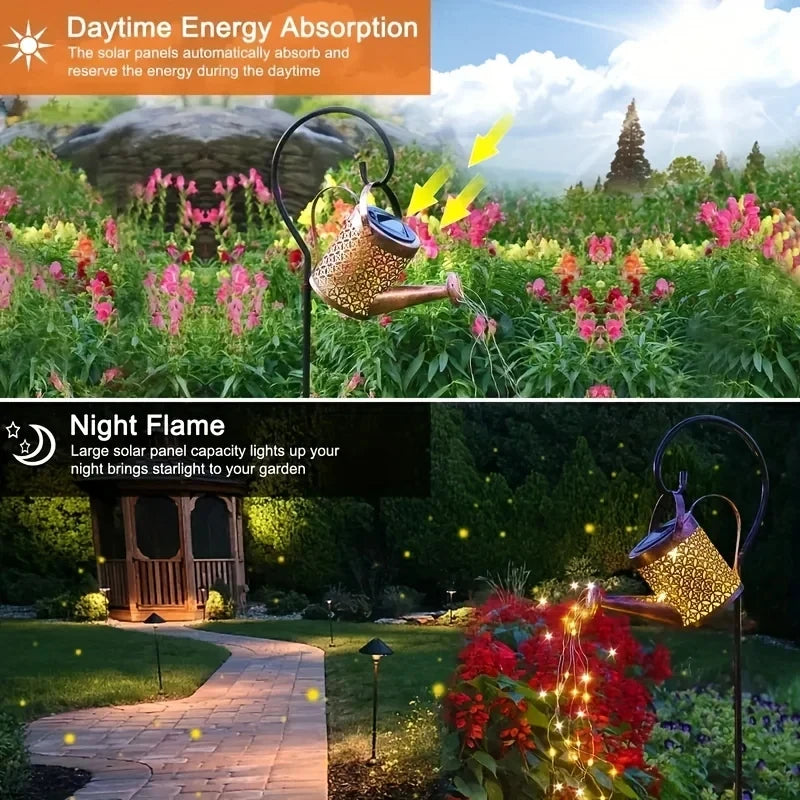 Solar Watering Can Garden Light | Retro Metal Hanging Lantern