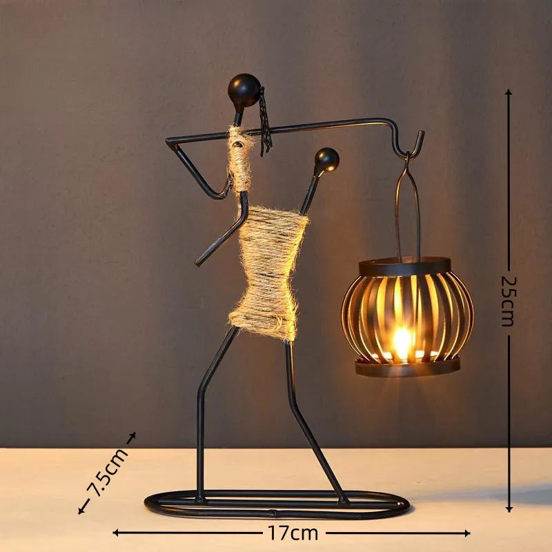 Nordic Metal Abstract Figure Candle Holder – Handmade Home Decor