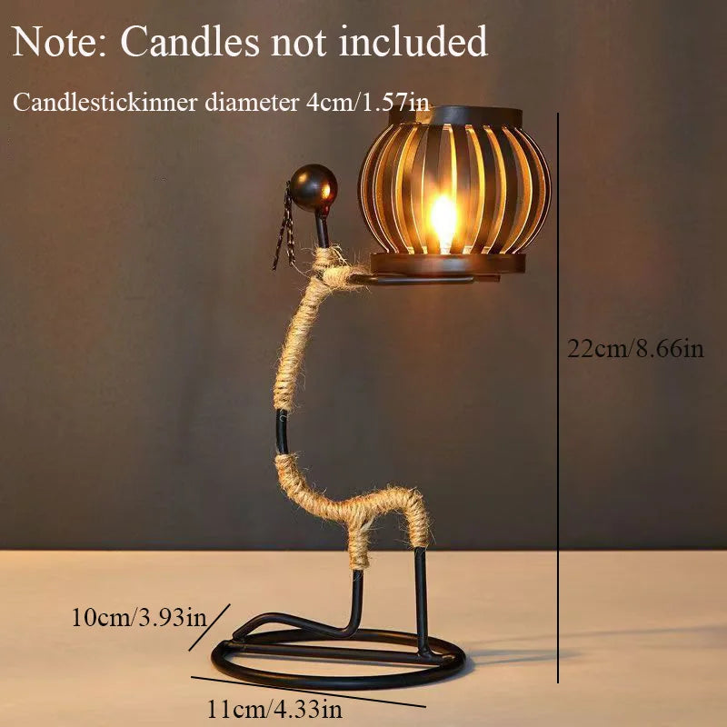 Nordic Metal Abstract Figure Candle Holder – Handmade Home Decor