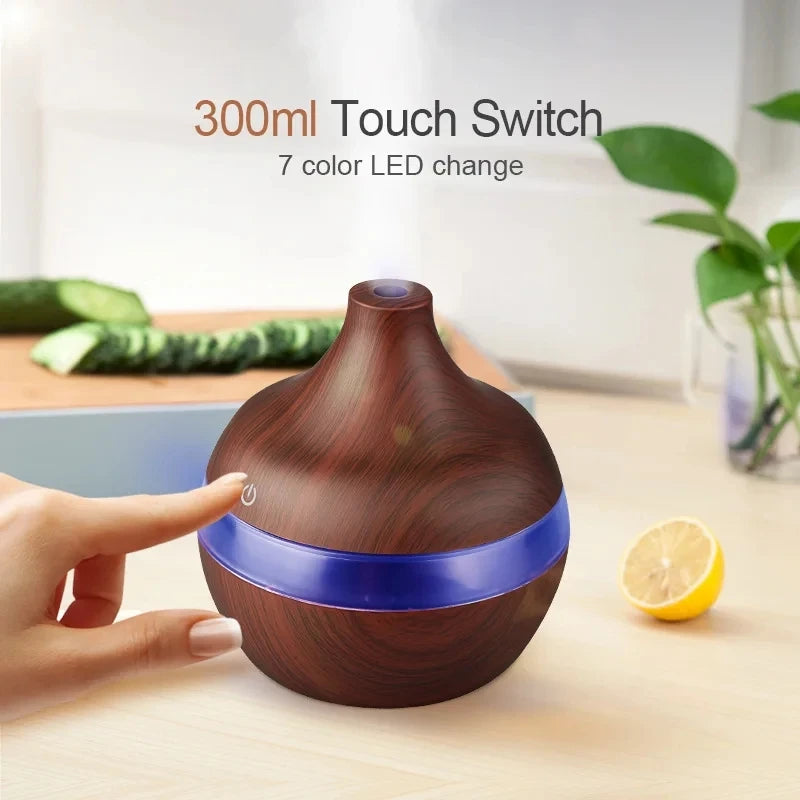 300ml Wood Aroma Diffuser – Ultrasonic Cool Mist Humidifier for Home