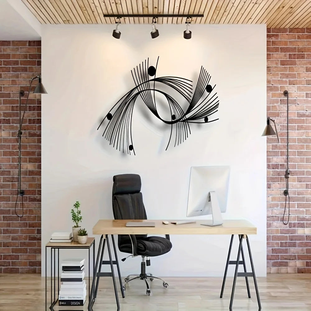 Modern Abstract Geometric Metal Wall Art – Minimalist Linear Design