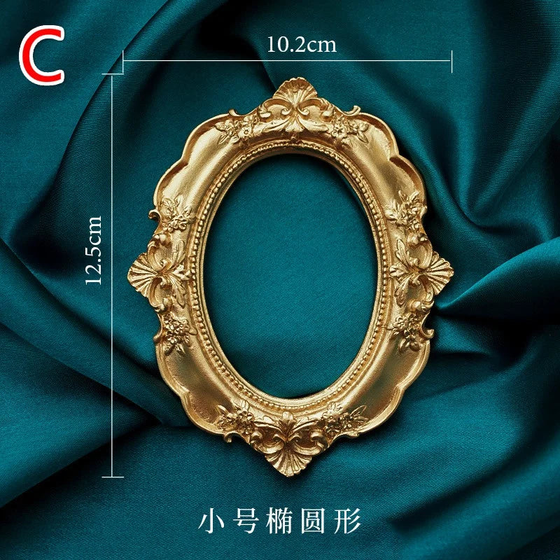 Golden Retro Resin Photo Frame – Decorative Home Accent & Photo Prop