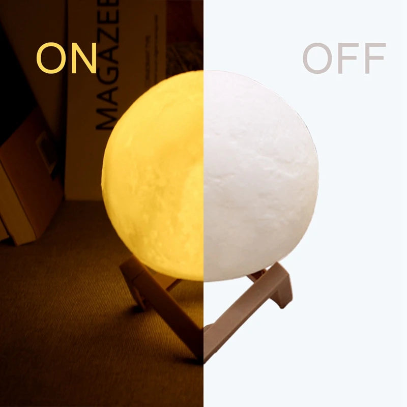 Moon Lamp LED Night Light with Stand – Bedroom Decor & Kids Gift