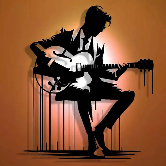 Abstract Metal Guitar Wall Art – Music Lover Home & Café Decor
