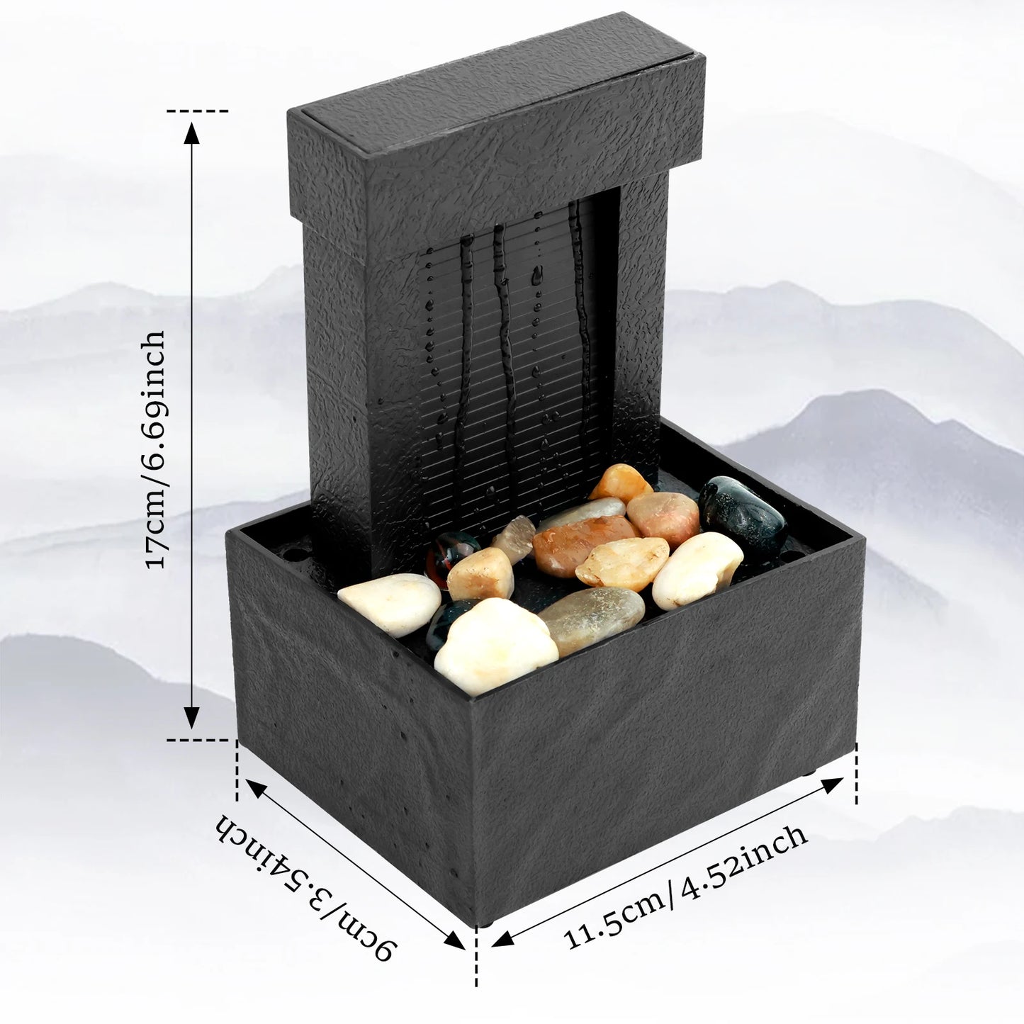 Tabletop Waterfall Fountain – Relaxing Desktop Decor with Soft Lights