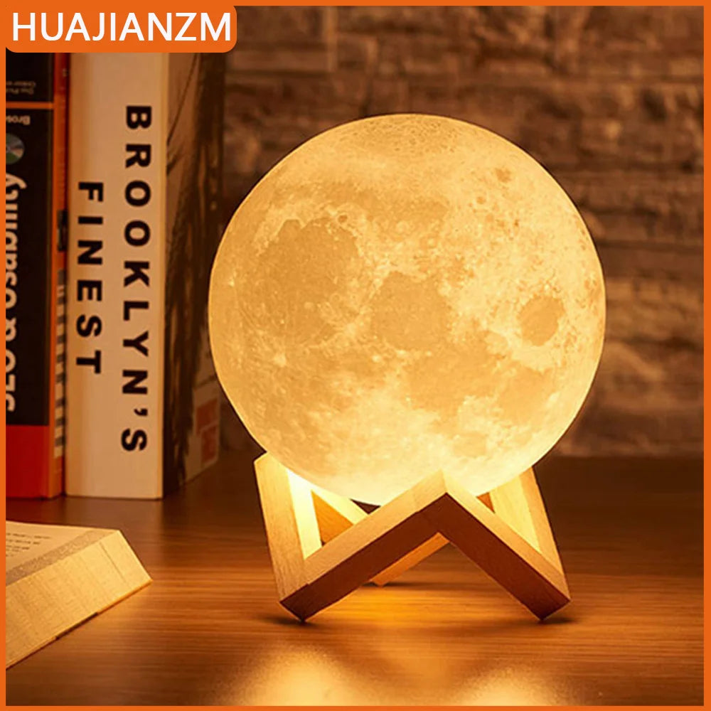Moon Lamp LED Night Light with Stand – Bedroom Decor & Kids Gift