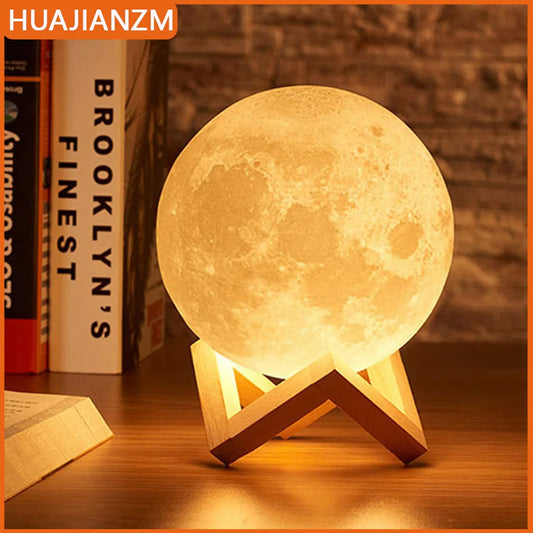 Moon Lamp LED Night Light with Stand – Bedroom Decor & Kids Gift