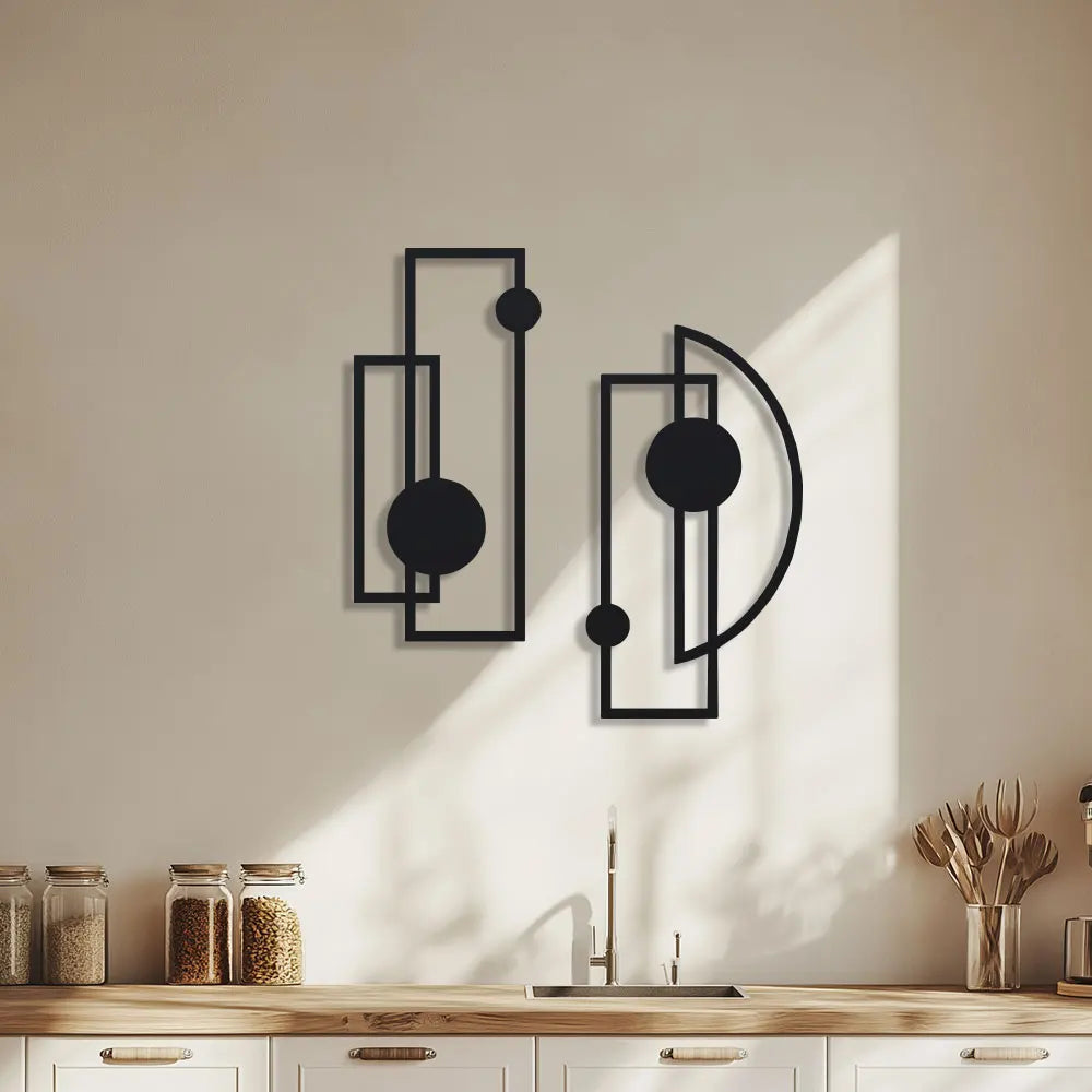 Metal Wall Sculptures Set of 2 – Abstract Hollow Vertical Wall Art