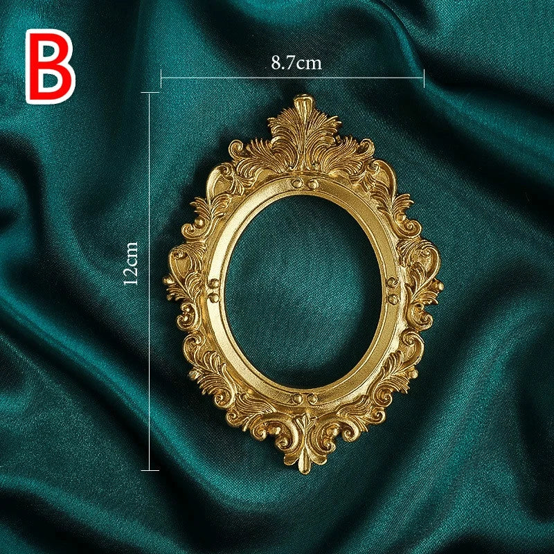 Golden Retro Resin Photo Frame – Decorative Home Accent & Photo Prop