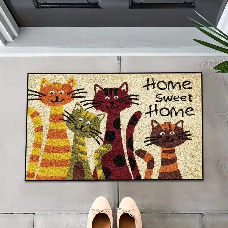 Kitchen Cat Pattern Floor Mat & Area Carpet – Anti-Slip Persian Design | 3 Sizes