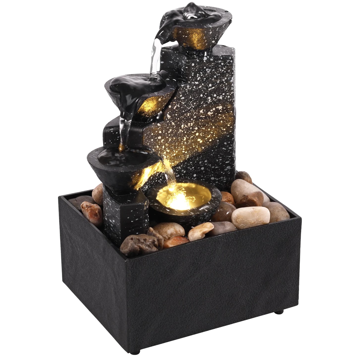Tabletop Waterfall Fountain – Relaxing Desktop Decor with Soft Lights