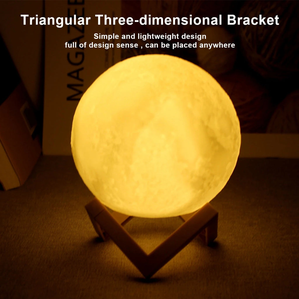 Moon Lamp LED Night Light with Stand – Bedroom Decor & Kids Gift