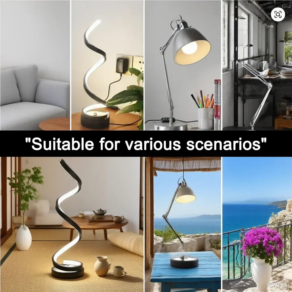 LED Spiral Dimmable Table Lamp | Adjustable Bedside & Desk Light