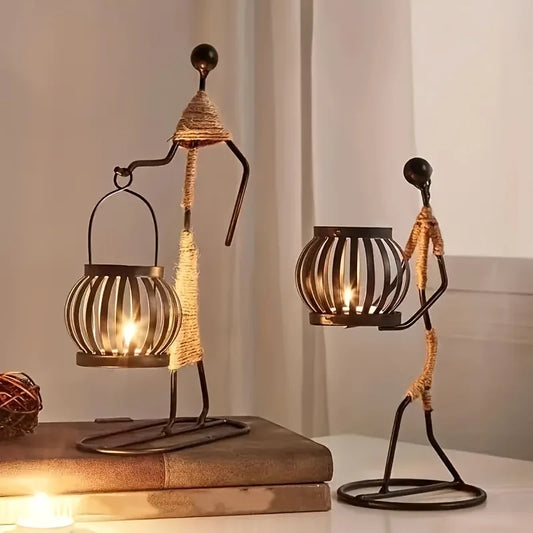 Nordic Metal Abstract Figure Candle Holder – Handmade Home Decor