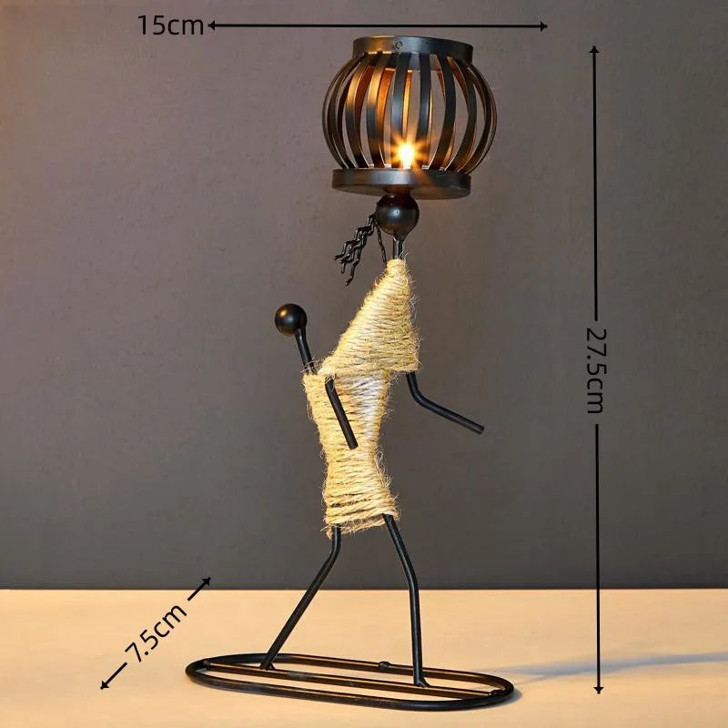 Nordic Metal Abstract Figure Candle Holder – Handmade Home Decor
