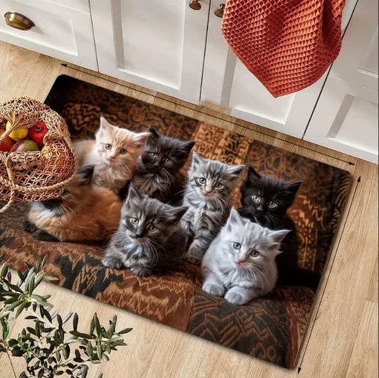 Kitchen Cat Pattern Floor Mat & Area Carpet – Anti-Slip Persian Design | 3 Sizes