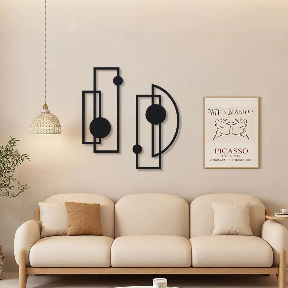 Metal Wall Sculptures Set of 2 – Abstract Hollow Vertical Wall Art