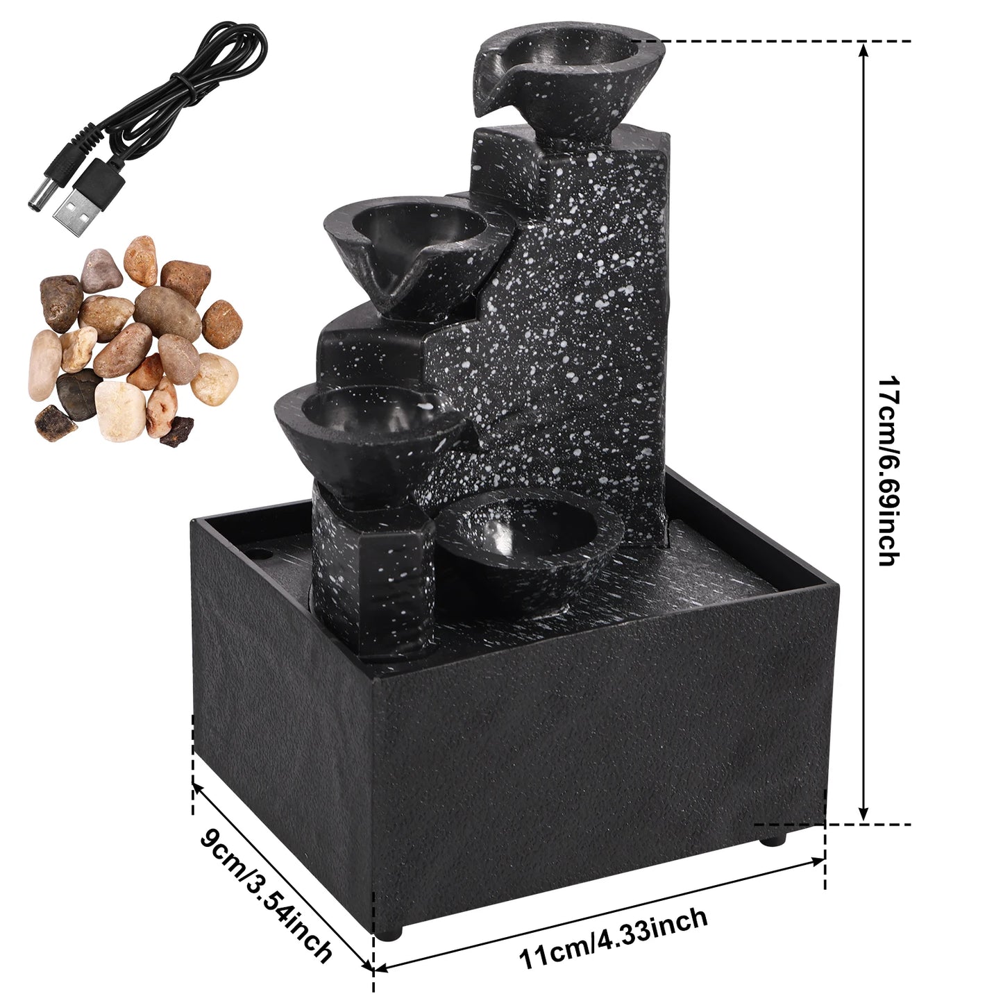 Tabletop Waterfall Fountain – Relaxing Desktop Decor with Soft Lights