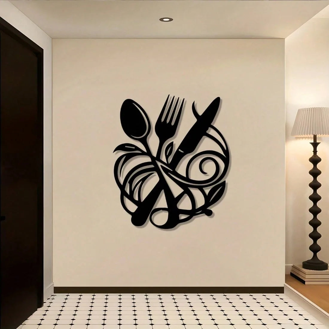Vintage Metal Wall Art – Knife & Fork Vine Pattern Kitchen & Dining Room Decor