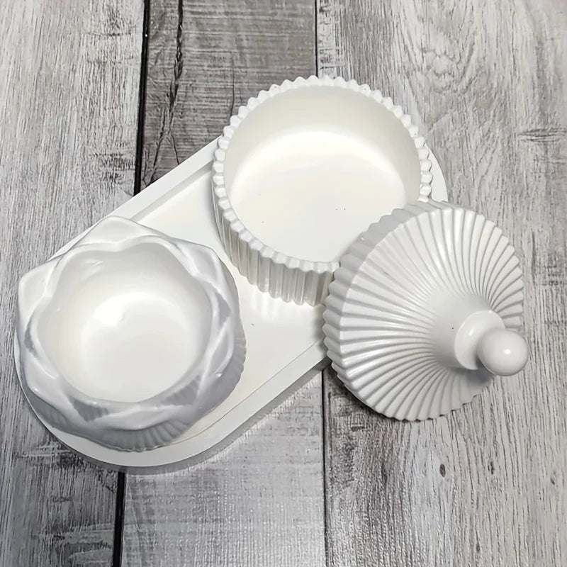 DIY Lotus Candle Holder Mold – 3-Piece Silicone Set for Resin & Plaster