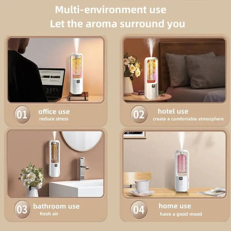 50ml Wall-Mounted Aroma Diffuser – USB Rechargeable, Timer & 5 Luxury Scents