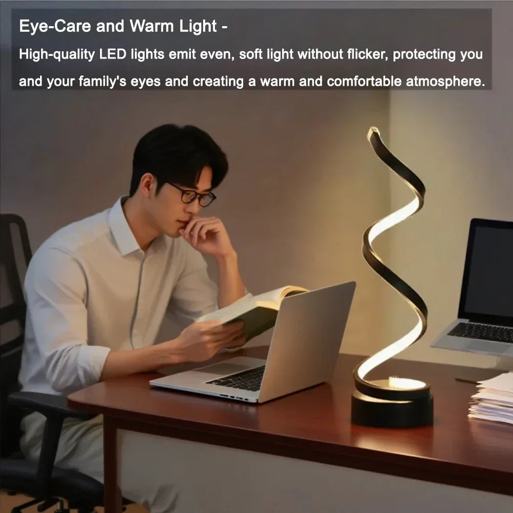 LED Spiral Dimmable Table Lamp | Adjustable Bedside & Desk Light