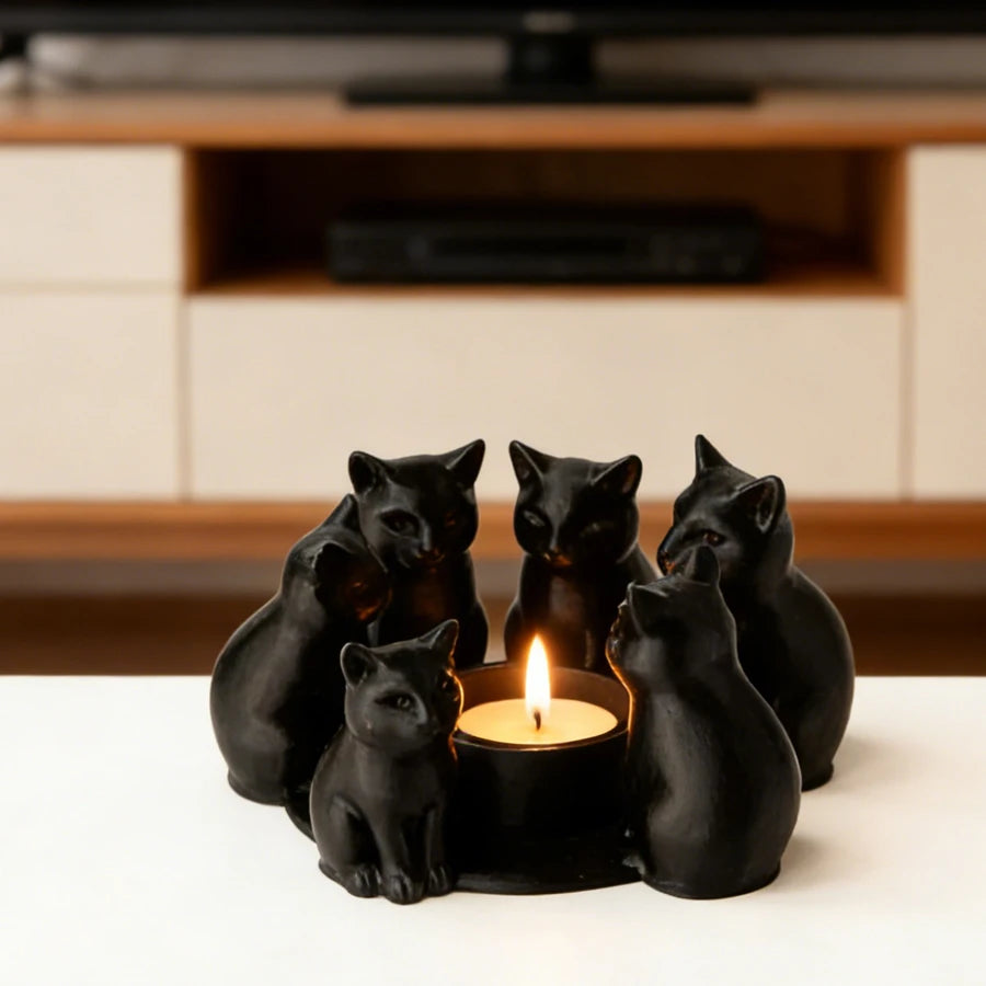 Cat-Shaped Candle Holder – Decorative Aromatherapy Candlestick for Home & Café